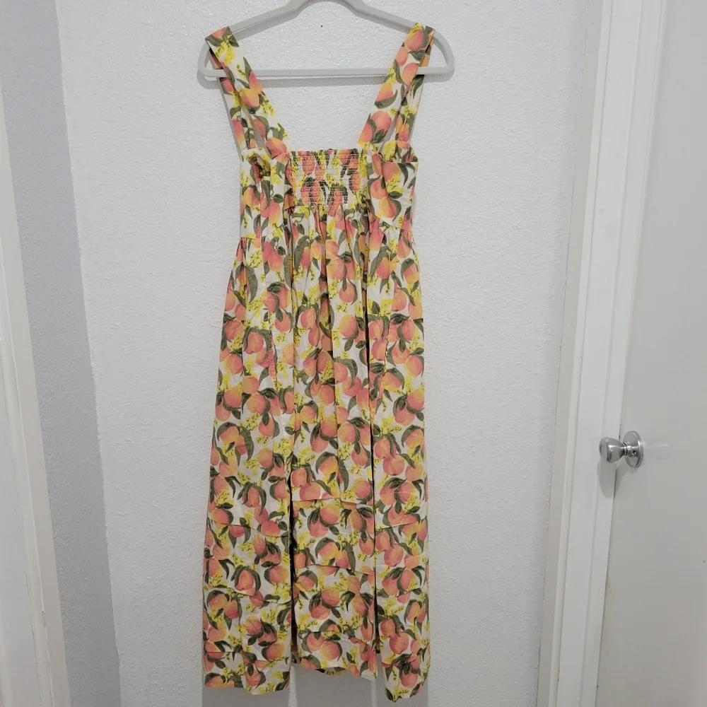 J Crew Cotton Poplin Squareneck Midi Dress Petite Size 2  CJ529 NWT Peaches